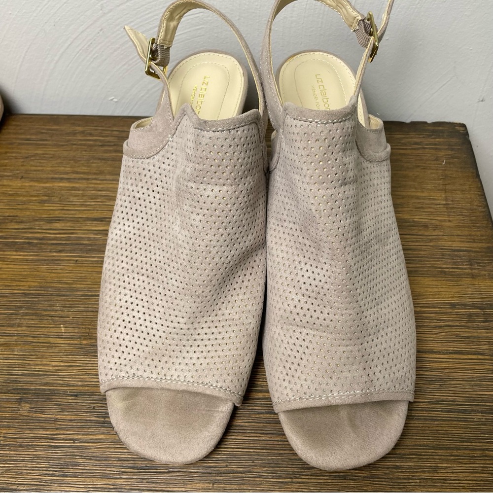 Liz Claiborne Goldie Taupe Koala Slingback Heels Size 11